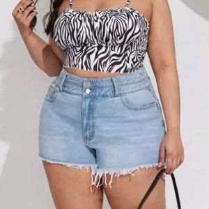 High Waisted Raw Denim Shorts NWOT